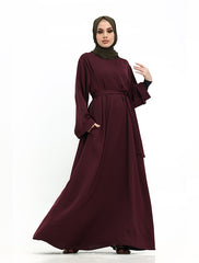 Plum Cuff Plain Abaya