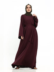 Plum Cuff Plain Abaya