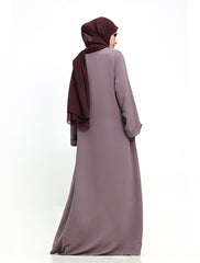 Mauve Cuff Plain Abaya