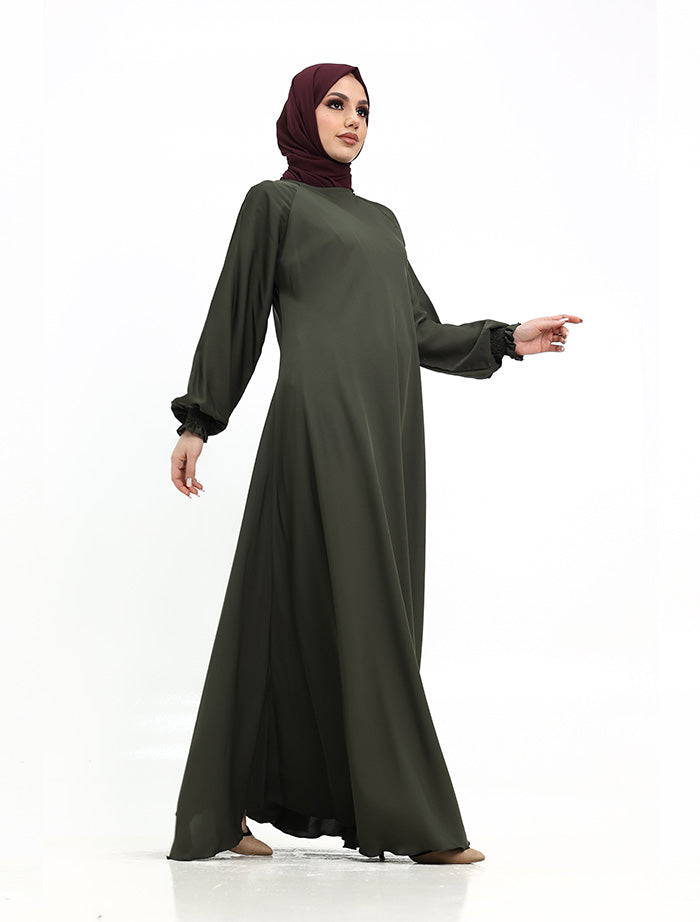 Khaki Zip Umbrella Abaya