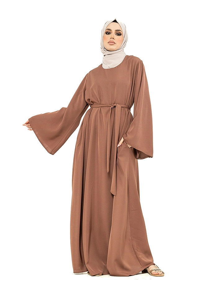 Mocha Wide Sleeve Plain Abaya