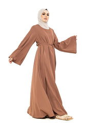 Mocha Wide Sleeve Plain Abaya