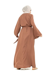 Mocha Wide Sleeve Plain Abaya
