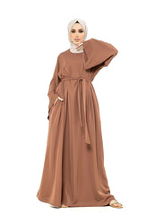 Mocha Wide Sleeve Plain Abaya