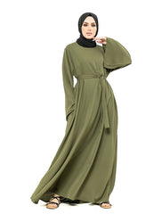 Olive Wide Sleeve Plain Abaya