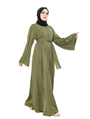 Olive Wide Sleeve Plain Abaya