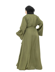 Olive Wide Sleeve Plain Abaya