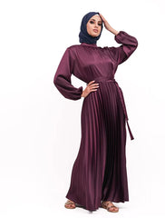 Plum Satin Pleat Maxi