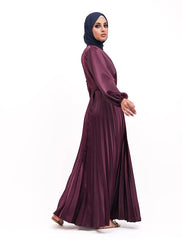 Plum Satin Pleat Maxi