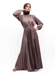 Mocha Satin Pleat Maxi