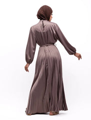 Mocha Satin Pleat Maxi