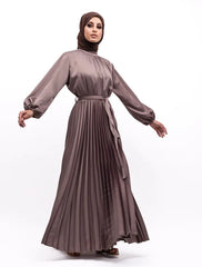 Mocha Satin Pleat Maxi