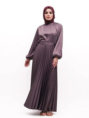 Mauve Satin Pleat Maxi