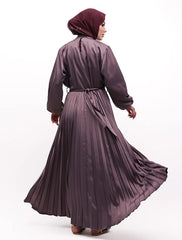 Mauve Satin Pleat Maxi