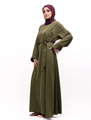 Olive Cuff Plain Abaya
