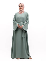 Mint Split Cuff Plain Abaya