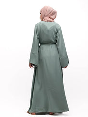 Mint Split Cuff Plain Abaya