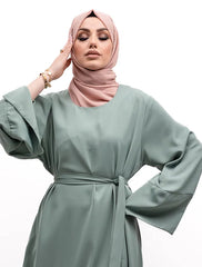 Mint Split Cuff Plain Abaya