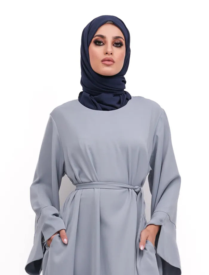 Blue Split Cuff Plain Abaya