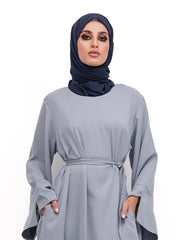 Blue Split Cuff Plain Abaya