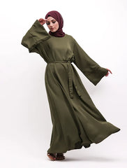 Khaki Split Cuff Plain Abaya