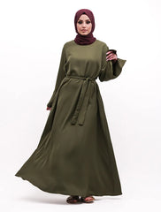 Khaki Split Cuff Plain Abaya