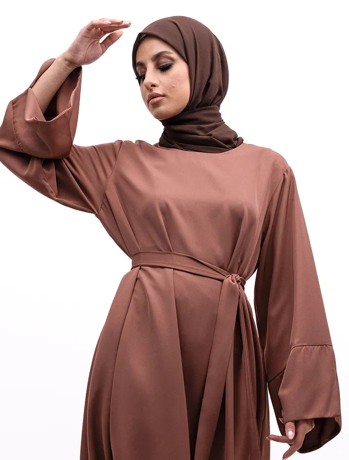 Mocha Split Cuff Plain Abaya
