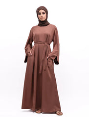 Mocha Split Cuff Plain Abaya
