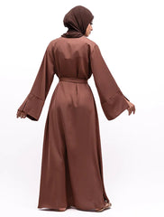 Mocha Split Cuff Plain Abaya