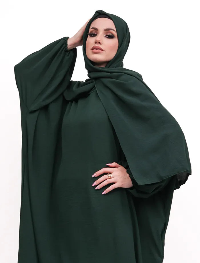 Green Instant Hoody Hijab Abaya