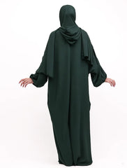 Green Instant Hoody Hijab Abaya
