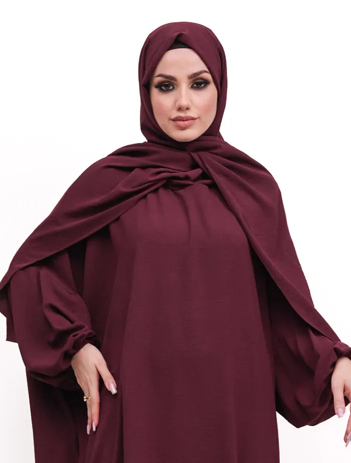 Plum Instant Hoody Hijab Abaya