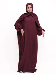 Plum Instant Hoody Hijab Abaya