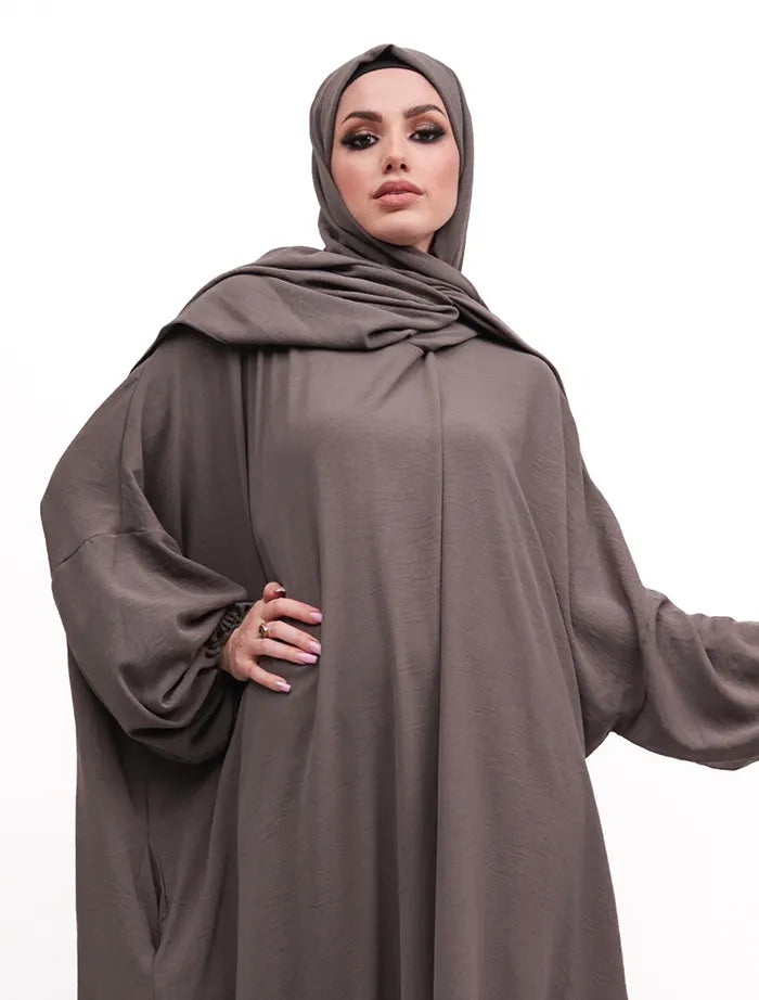 Grey Instant Hoody Hijab Abaya