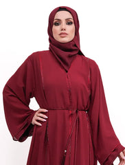 Maroon Badia Chiffon Abaya