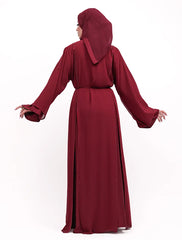 Maroon Badia Chiffon Abaya