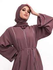 Mauve Badia Chiffon Abaya