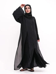 Black Badia Chiffon Abaya