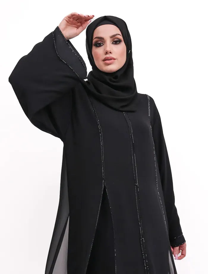 Black Badia Chiffon Abaya