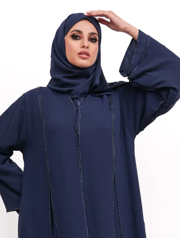 Navy Badia Chiffon Abaya