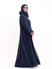 Navy Badia Chiffon Abaya