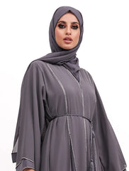 Grey Badia Chiffon Abaya