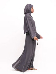 Grey Badia Chiffon Abaya