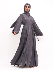Grey Badia Chiffon Abaya