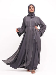 Grey Badia Chiffon Abaya