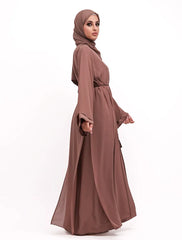 Mocha Badia Chiffon Abaya