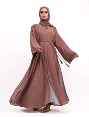 Mocha Badia Chiffon Abaya