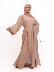 Beige Badia Chiffon Abaya