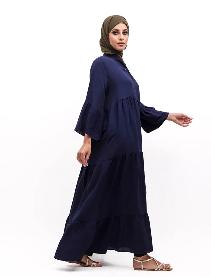 Navy Layered Maxi Shirt