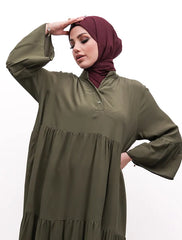 Olive Layered Maxi Shirt